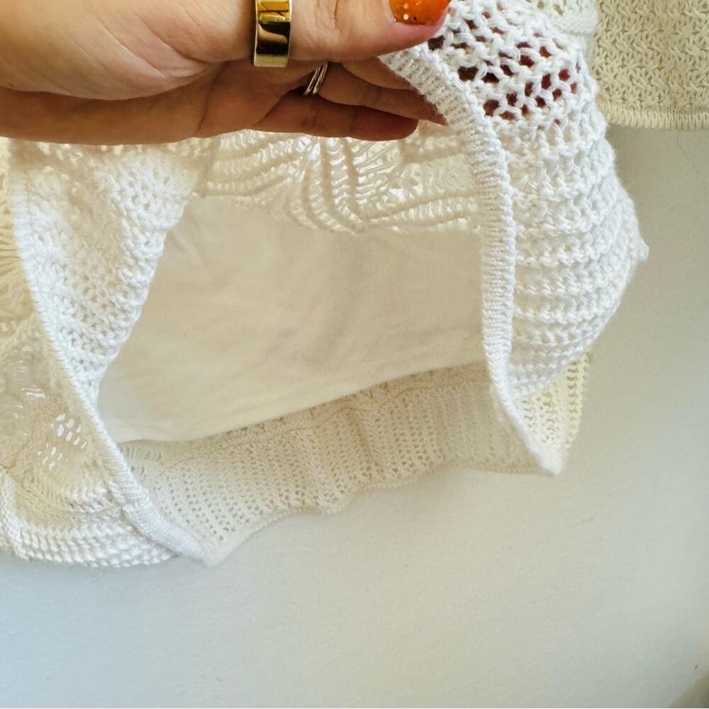 NEW ABERCROMBIE White Crochet Lace Cutout Long Sleeve Lace Mini Sweater Dress L - Picture 12 of 16
